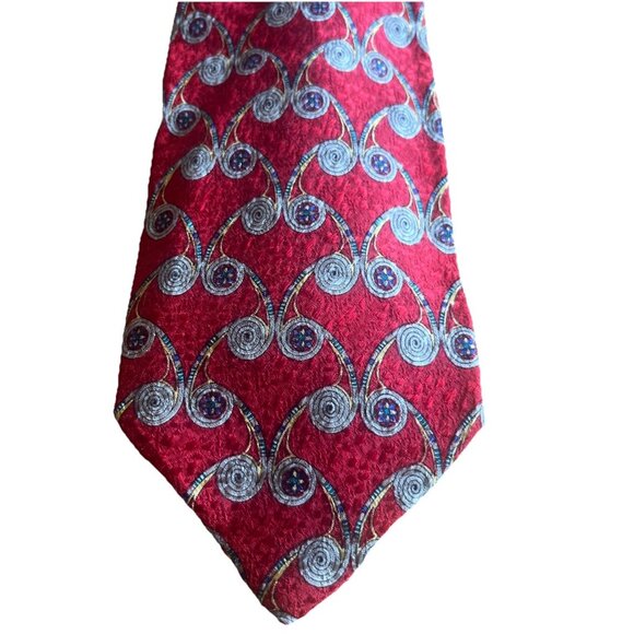 Robert Talbott Best Of Class 100% Silk Neck Tie Red Gold Swirl Design Elegant - Picture 1 of 8
